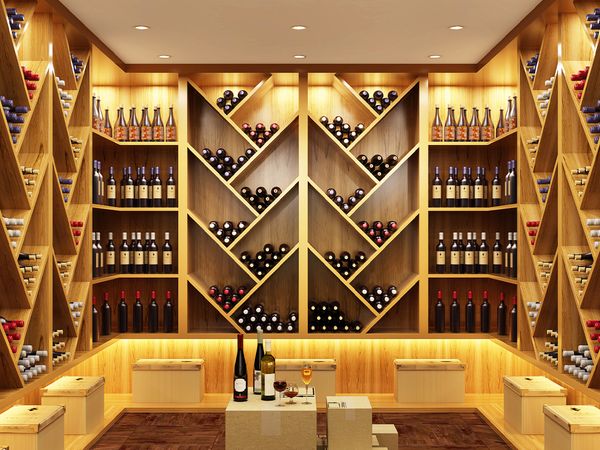 Modern, luxurious wine room complete with thorough backlighting