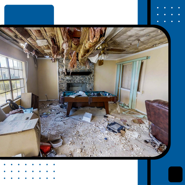 home with ceiling damage 