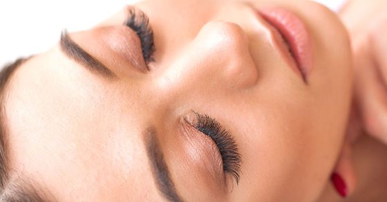 Woman with eyelash extensions