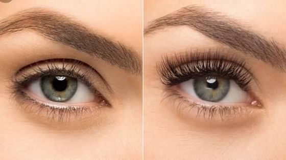Eyelash extensions before and after