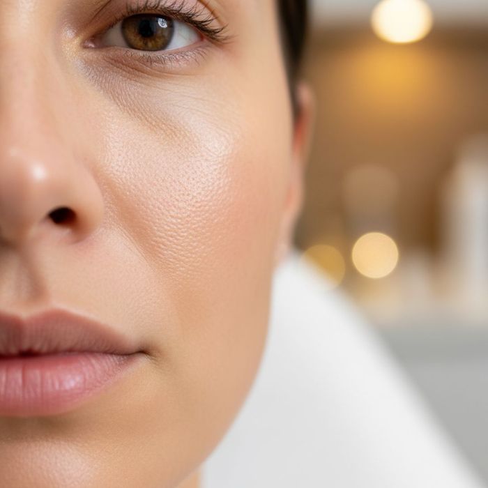 Close-up of clear skin with refined pores and smooth texture Close-up of clear skin with refined pores and smooth texture