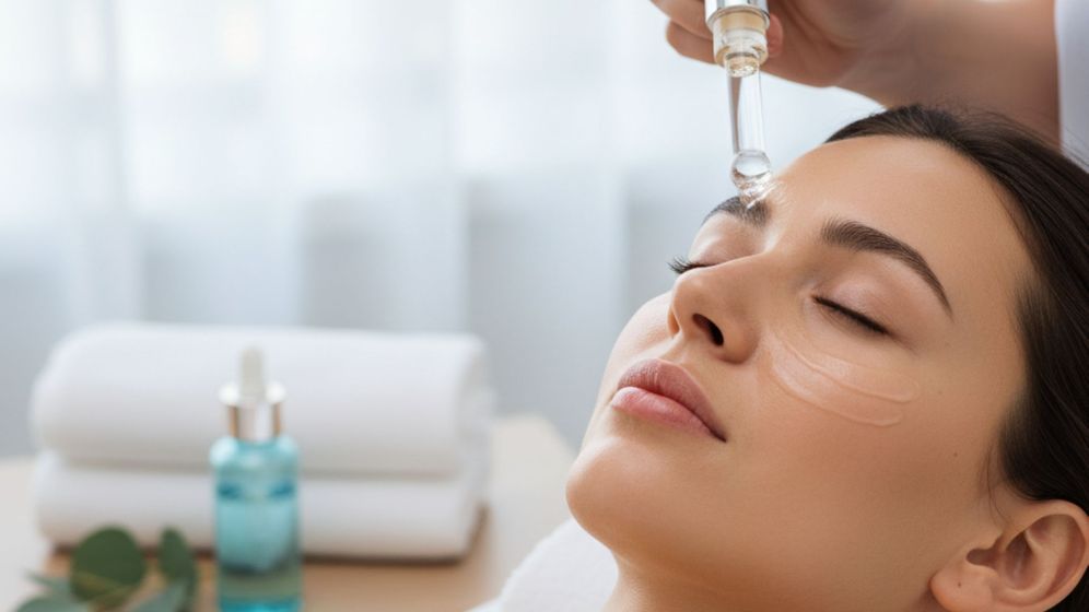 Close-up of a woman receiving a hydrating facial