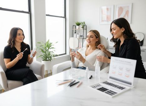 Eyelash Extension Consultation in a Modern Salon