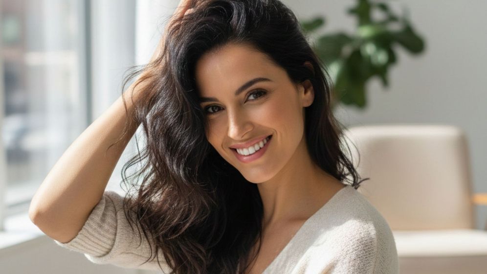 woman playing with her hair woman playing with her hair