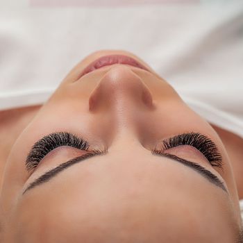 Top-down view of volume lash extensions