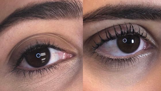 before and after of a lash lift