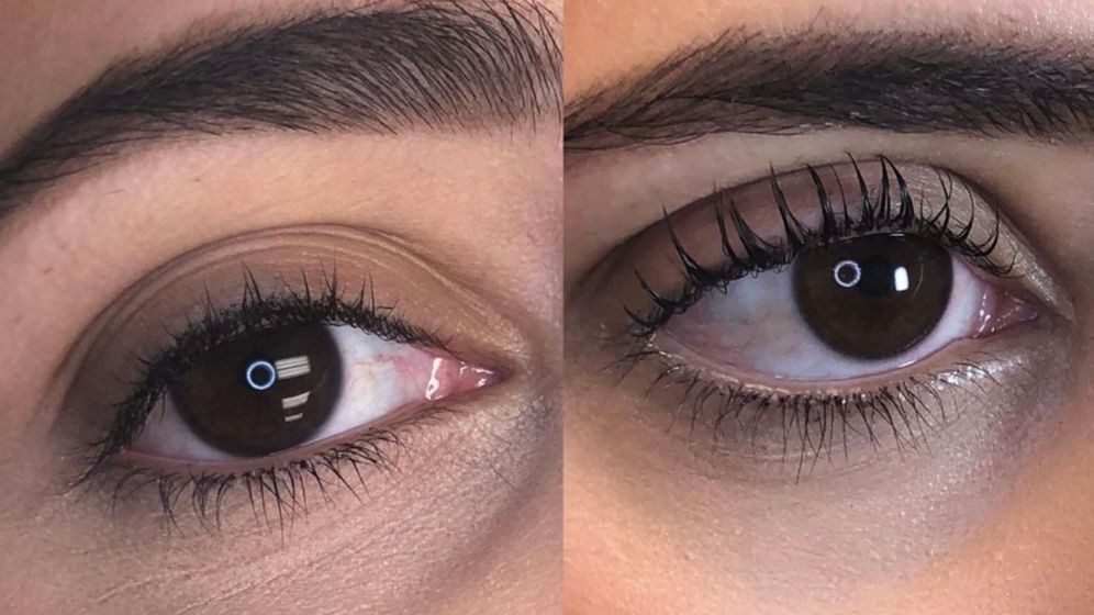 before and after of a lash lift