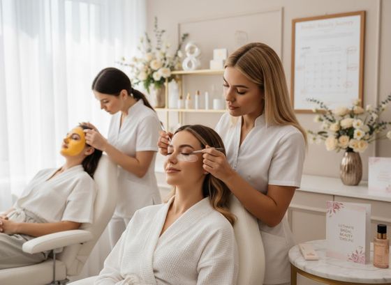 Women Receiving Pampering Beauty Treatments at a Modern Spa