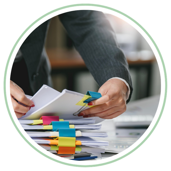 person going through documents