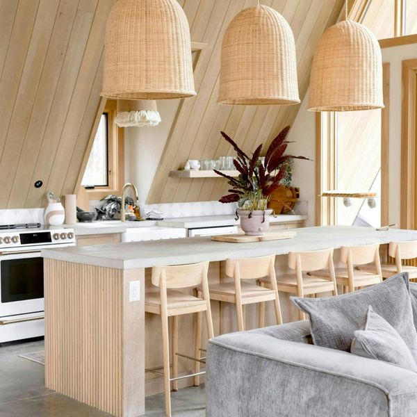light, neutral kitchen with a boho vibe