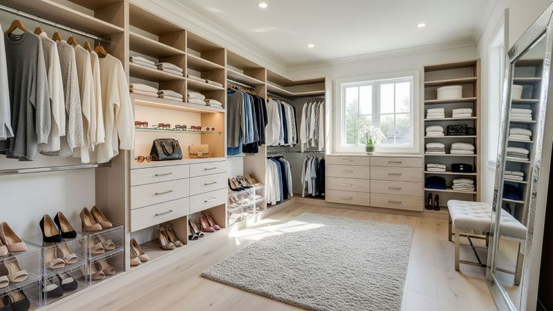 spacious and organized modern custom walk-in closet