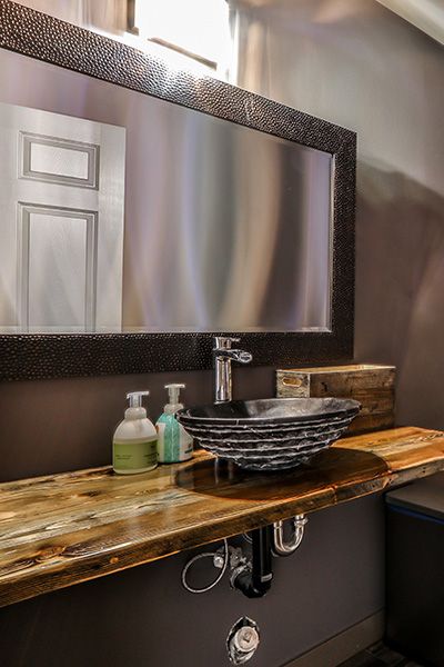 Refillable soap containers in a bathroom