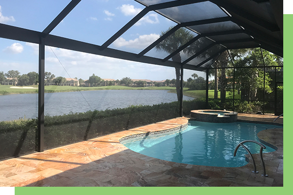 Screen enclosure over pool