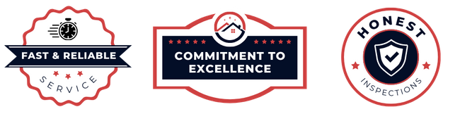 Badge 1: Fast and Reliable Service  Badge 2: Commitment to Excellence  Badge 3: Honest Inspections