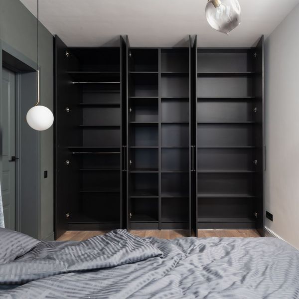 vertical dark cabinets in bedroom