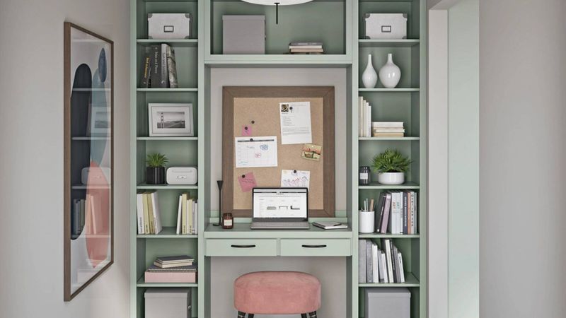 desk with custom cabinets