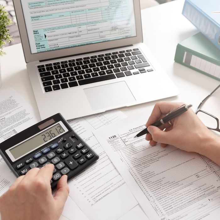 Person working on tax documents