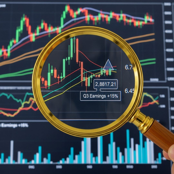 A magnifying glass clarifying a section of a financial data chart