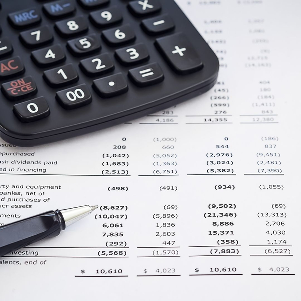 A financial spreadsheet