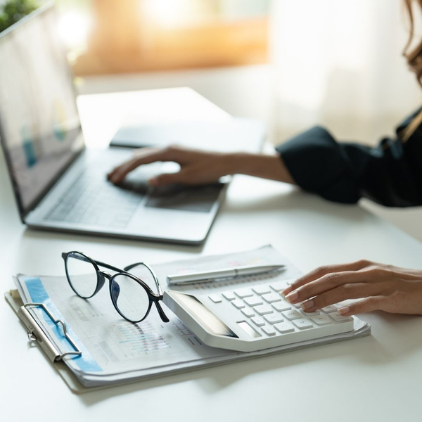 An accountant completing calculations