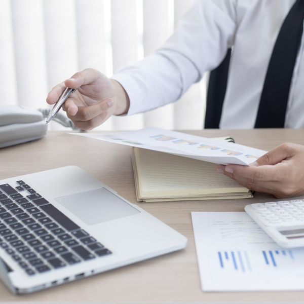 Accountant going over finances