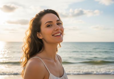 Smiling woman on the beach