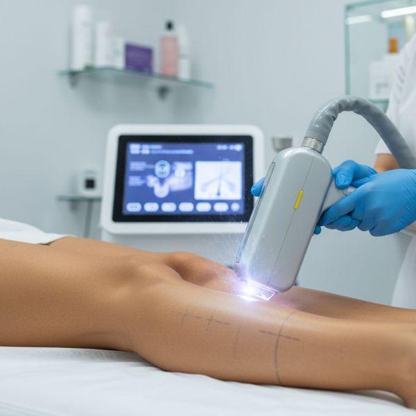 A visual representation of a laser targeting hair follicles on a person's skin. A visual representation of a laser targeting hair follicles on a person's skin.