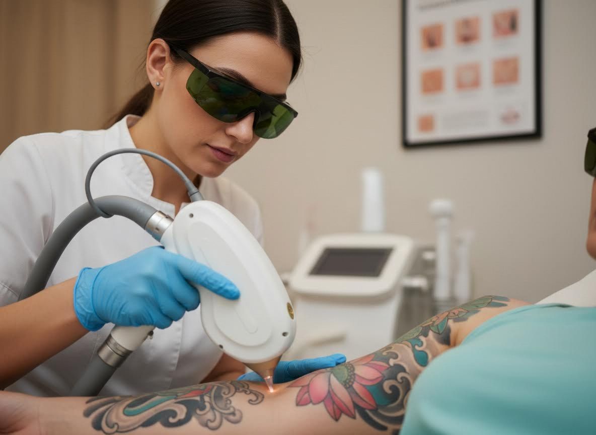 Laser Tattoo Removal on Arm with Colorful Tattoo