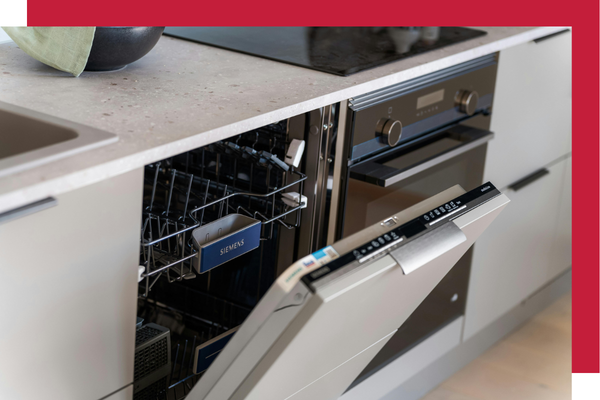 slightly open dishwasher