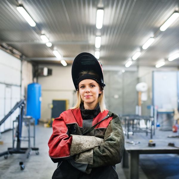 welder in warehouse