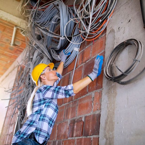 electrician checking electricity on construction site