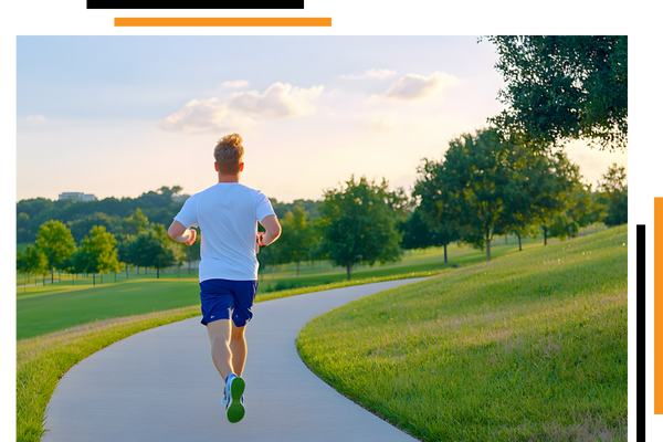 Healthy man running outside.