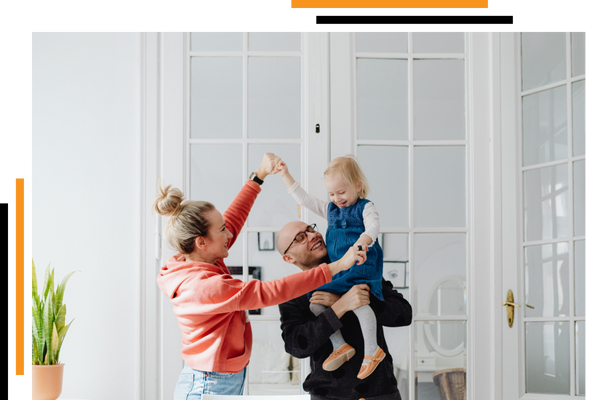 A young couple and their daughter.