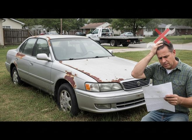 Man Stressed by Rusty Car Repair Costs