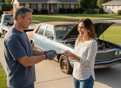 Cash transaction for old car removal