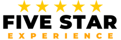 Graphic of five gold stars with the text "Five Star Experience."