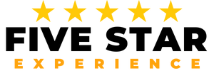 Graphic of five gold stars with the text "Five Star Experience."
