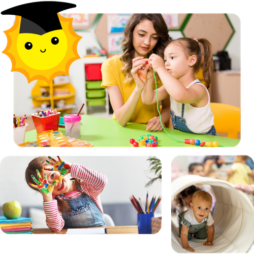 Collage of students expressing themselves in class