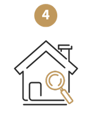 icon of 4 and house with magnifying glass