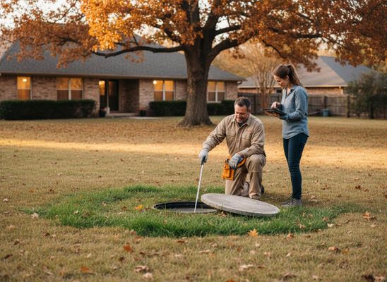 Residential Septic System Inspection by Technician and Assistant