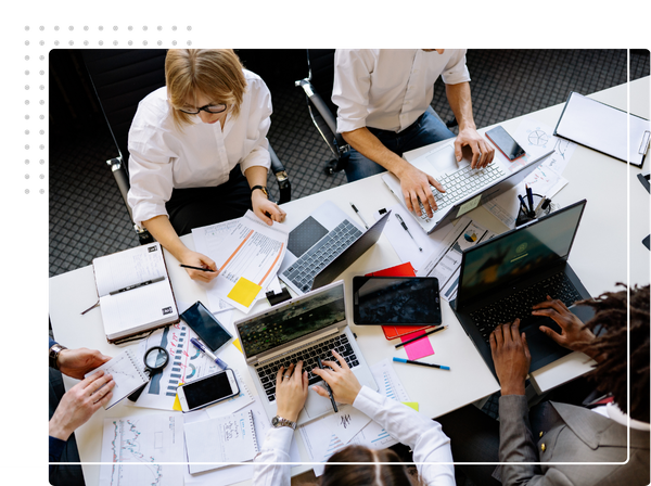 employees working at a table