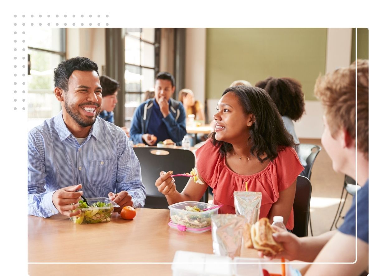 teacher eating salad 