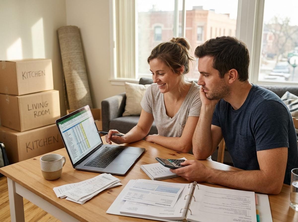 Couple Budgeting Finances During a Move