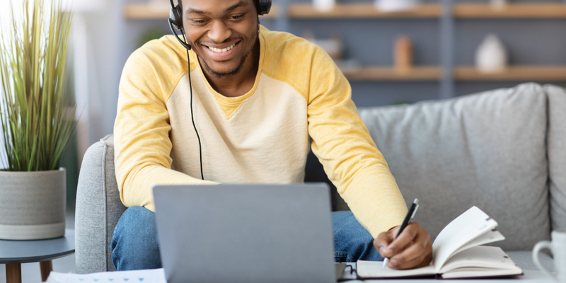 man on computer