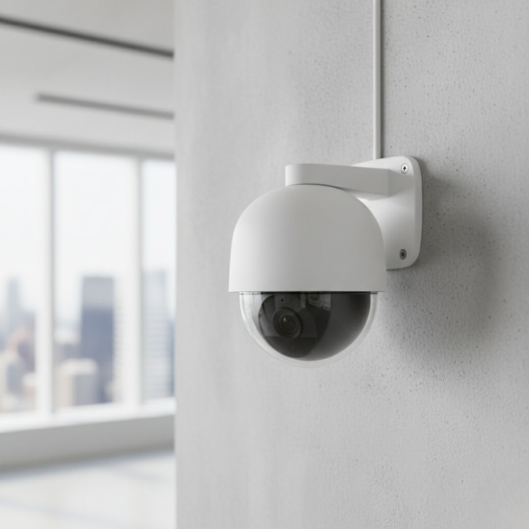 surveillance camera mounted on the wall