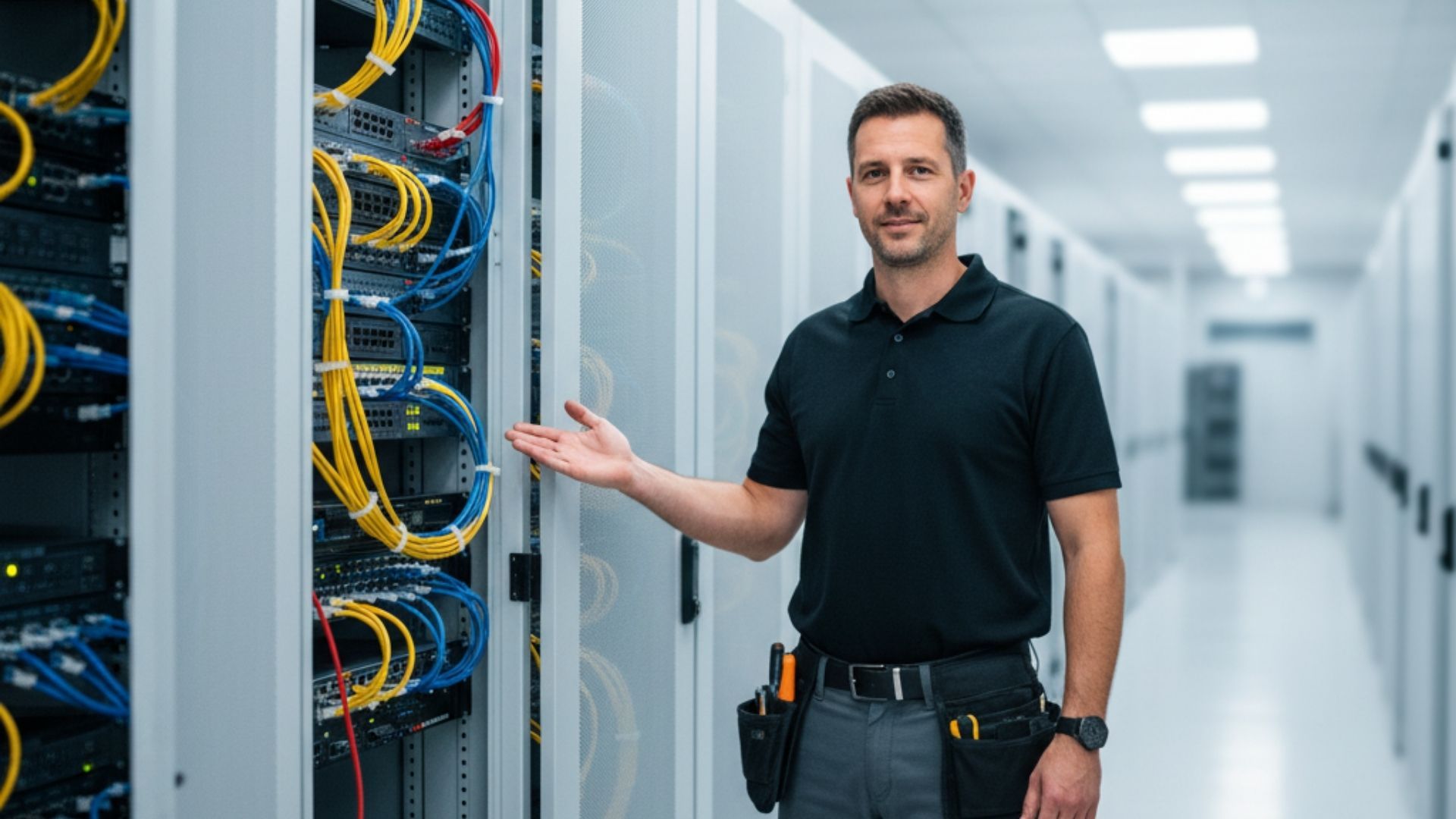 professional network installer in a data center