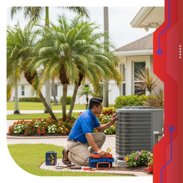 Technician working on an AC unit