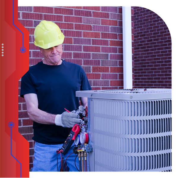 working on central AC unit working on central AC unit