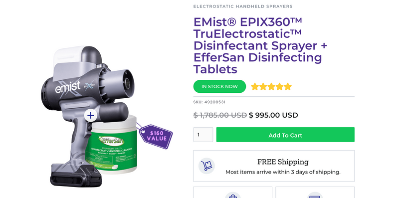 EPIX360 Handheld Lithium-Ion Battery Charger - EMist Disinfection