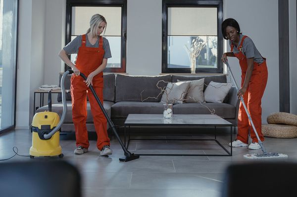 Women cleaning the floor